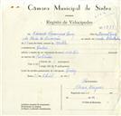 Registo de velocípede com o nº 8818, em nome de Eduardo Firmino Luís, morador em Queluz.
