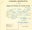 Registo de um veiculo de duas rodas tirado por um animal de espécie muar destinado a transporte de mercadorias em nome de José Maria Marques, morador em Paiões.