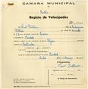 Registo de velocípede de m,arca Elgin, com o nº 1361, em nome de Fiel Piteira, morador em Pendão