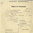 Registo de velocípede com o nº 1006, em nome de Domingos Justino Patrão, morador em Alcolombal.