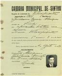 Registo de matricula de velocipedista em nome de Guilherme Correia Alenquer, morador no Linhó, com o nº de inscrição 1744.