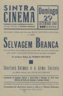 Programa do filme "Selvagem Branca" com a participação dos atores Maria Montez, Jon Hall e Sabu.