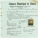 Registo de matricula de velocipedista em nome de José da Graça Júnior, morador em Massamá, com o nº de inscrição 785.