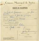 Registo de velocípede de marca Nacional, com o nº 8025, em nome de Julião Lourenço, morador em Colares.
