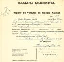 Registo de um veiculo de duas rodas tirado por dois animais de espécie muar destinado a transporte de mercadorias em nome de João Tomás Paulo, morador no Mucifal.