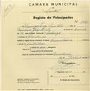 Registo de velocípede de marca Mauritania, com o nº 1941, em nome de Domingos Jorge Simões, morador em Morelena.