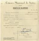 Registo de velocípede com o nº 8052, em nome de António Gonçalves Coelho, morador em Albarraque.