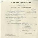 Registo de velocípede de marca Phillips, com o nº 4305, em nome de Miguel Krupenski, morador em Sintra.