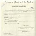 Registo de velocípede com o nº 4959, em nome de Joaquim Silvestre Louro, morador em Alvarinhos.