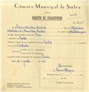 Registo de velocípede de marca Pombal, com o nº 7121, em nome de Álvaro Monteiro Machado, morador em Pendão.