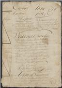 Feito de cível de resíduos de testamento contra João António Raposo e sua filha Joaquina Maria, moradores em são João das Lampas, enquanto testamenteiros de Teodora Maria, moradora no mesmo lugar.