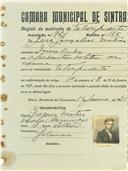 Registo de matricula de velocipedista em nome de José Gonçalves Matias, morador em Morelinho, com o nº de inscrição 924.