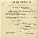 Registo de velocípede de marca Torpedo, com o nº 1623, em nome de Luís Machado Faria e Maia, morador em Sintra.