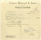 Registo de velocípede com o nº 9631, em nome de António Esteves, morador em Covas.