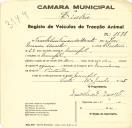 Registo de um veiculo de duas rodas tirado por dois animais de espécie asinina destinado a transporte de mercadorias em nome de Franklim Fernandes Duarte, morador no Mucifal.