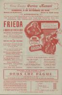 Programa do filme "Frieda" com a participação de Mai Zetterling, David Farrar, Glinys Johus e Flora Robson. Divulga, também, matiné infantil com atividades recreativas.