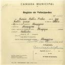 Registo de velocípede de marca Olympique, com o nº 2861, em nome de Dionísio Mateus Mechas, morador em Almoçageme.