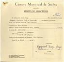 Registo de velocípede com o nº 9828, em nome de Ezequiel Luís Jorge, morador em Mem Martins.