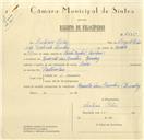 Registo de velocípede de marca Raio, com o nº 6135, em nome de António Félix, morador em Quita das Baútas, Queluz.