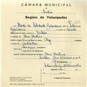 Registo de velocípede de marca Nacional, com o nº 4052, em nome de Alberto da Soledade Brancana, morador em Mem Martins.