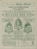 Programa do filme "O Milagre dos Sinos" realizado por Irving Pichei com a participação de Fred Mc Murray, Valli e Frank Sinatra.