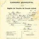 Registo de um veiculo de quatro rodas tirado por dois animais de espécie muar destinado a transporte de mercadorias em nome de Pedro Feliciano, morador na Fação.