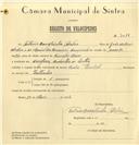 Registo de velocípede de marca Cicles Pombal, com o nº 7088, em nome de António Carapinha Alcobia, morador em Assafora.