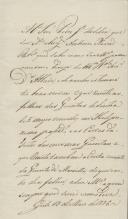 Carta dirigida a Pedro José da Silva relativa às folhas das Quintas de Sintra.