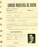 Registo de matricula de velocipedista em nome de Luís Caldeira Lupi, morador em Magoito, com o nº de inscrição 2731.