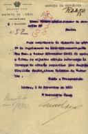 Ofício do Secretário Geral da 1ª Repartição do Governo Civil de Lisboa, [...], ao Administrador do Concelho de Sintra, referente às licenças de alvarás requeridas por Joaquim Simplicio Júnior e Afonso Teixeira de Carvalho.