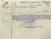 Ofício dirigido ao Administrador do Concelho de Sintra, proveniente do Chefe Interino do Distrito de Recrutamento e Reserva nº 1, Tenente Coronel João de Passos Pereira de Castro Júnior, remetendo os títulos de isenção de Adelino Valentim, Alberto Gomes, da freguesia de Belas, José António da Silva, da freguesia de S. Martinho, João dos Santos Rocha, Tubiano Dinis Carlos, da freguesia de Belas.