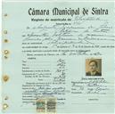 Registo de matricula de velocipedista em nome de Augusto Joaquim da Silva, morador na Ribeira de Sintra, com o nº de inscrição 440.
