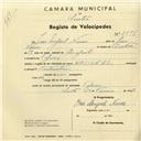 Registo de velocípede de marca Nacional, com o nº 2876, em nome de José Miguel Nunes, morador em Tojeira.