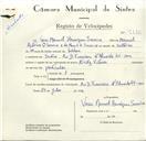Registo de velocípede de marca Nick Vitória, com o nº 9110, em nome de Vasco Manuel Henriques Saraiva, morador em Sintra.