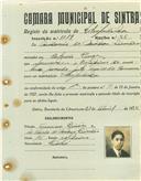 Registo de matricula de velocipedista em nome de António de Matos Simões, morador em Colónia Penal, com o nº de inscrição 1119.