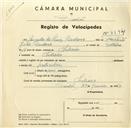 Registo de velocípede com o nº 3394, em nome de Augusto da Luz Cardoso, morador em Chilreira.
