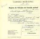 Registo de um veiculo de duas rodas tirado por um animal de espécie asinina destinado a transporte de mercadorias em nome de Escola Orfanato de Santa Isabel, sediada em Albarraque. 