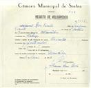 Registo de velocípede de marca Oriental, com o nº 8461, em nome de Manuel Rosa Vicente, morador em Sabugo.