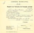 Registo de um veiculo de duas rodas tirado por um animal de espécie cavalar destinado a transporte de mercadorias em nome de Veríssimo Manuel Bordalo , morador na Várzea de Sintra.