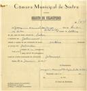 Registo de velocípede de marca Vitória, com o nº 7490, em nome de Joaquim Manuel dos Anjos, morador em Galamares.