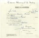 Registo de velocípede de marca Imperial, com o nº 8619, em nome de José Conde, morador em Meleças.