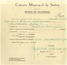 Registo de velocípede com o nº 9629, em nome de Raul de Melo e Castro Salter Cid, morador em Galamares.