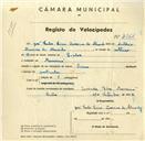 Registo de velocípede de marca Dinar, com o nº 3264, em nome de José Carlos Ferreira de Almeida, morador em Massamá.