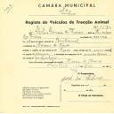 Registo de um veiculo de duas rodas tirado por um animal de espécie asinina destinado a transporte de mercadorias em nome de Abílio Garcia da Fonseca, morador no Cacém de Cima.