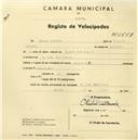 Registo de velocípede de marca Cicles R.P., com o nº 2557, em nome de Afonso Vicente, morador em S. João das Lampas.