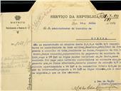 Ofício dirigido ao Administrador do Concelho de Sintra, proveniente do Chefe Interino do Recrutamento e Reserva nº 17, Capitão Manuel da Silva, pedindo para se verificar se o contribuinte Faustino pagou a taxa militar do ano de 1932.