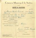 Registo de velocípede de marca Helios, com o nº 6974, em nome de Ramiro Emílio Fernandes, morador em Carenque.