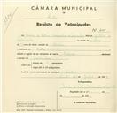 Registo de velocípede de marca Raleigh, com o nº 3109, em nome de Maria de Fátima Mascarenhas de Vasconcelos, moradora em Sintra.