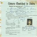 Registo de matricula de velocipedista em nome de Henrique Maldonado Cordeiro, morador no Cacém, com o nº de inscrição 822.