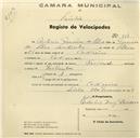 Registo de velocípede de marca Nacional, com o nº 784, em nome de António Francisco da Silva, morador em Codiceira.